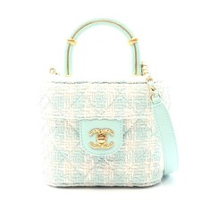 Chanel Matelasse Fabric Leather Handbag Women Green One Size