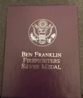 1 Ounce Silver 1992 Ben Franklin Firefighter Commemorative.999 Fine Silver Medal
