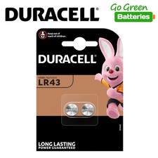 Image of Duracell LR43 Batteries 2 Pack 1.5v Alkaline Button Cell 186 V12GA Long Expiry