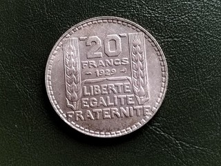 France monnaie 20 francs 1929 type TURIN en argent en Sup