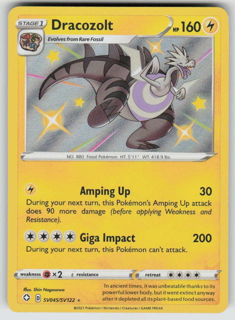 Dracozolt Holo SV045/SV122 Shiny Rare Shining Fates Shiny Vault Pokemon NM