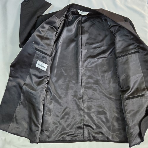 Versini Tuxedo Men’s 46R Black Wool Satin Lapels One Button Formal Sports Jacket - Picture 3 of 11