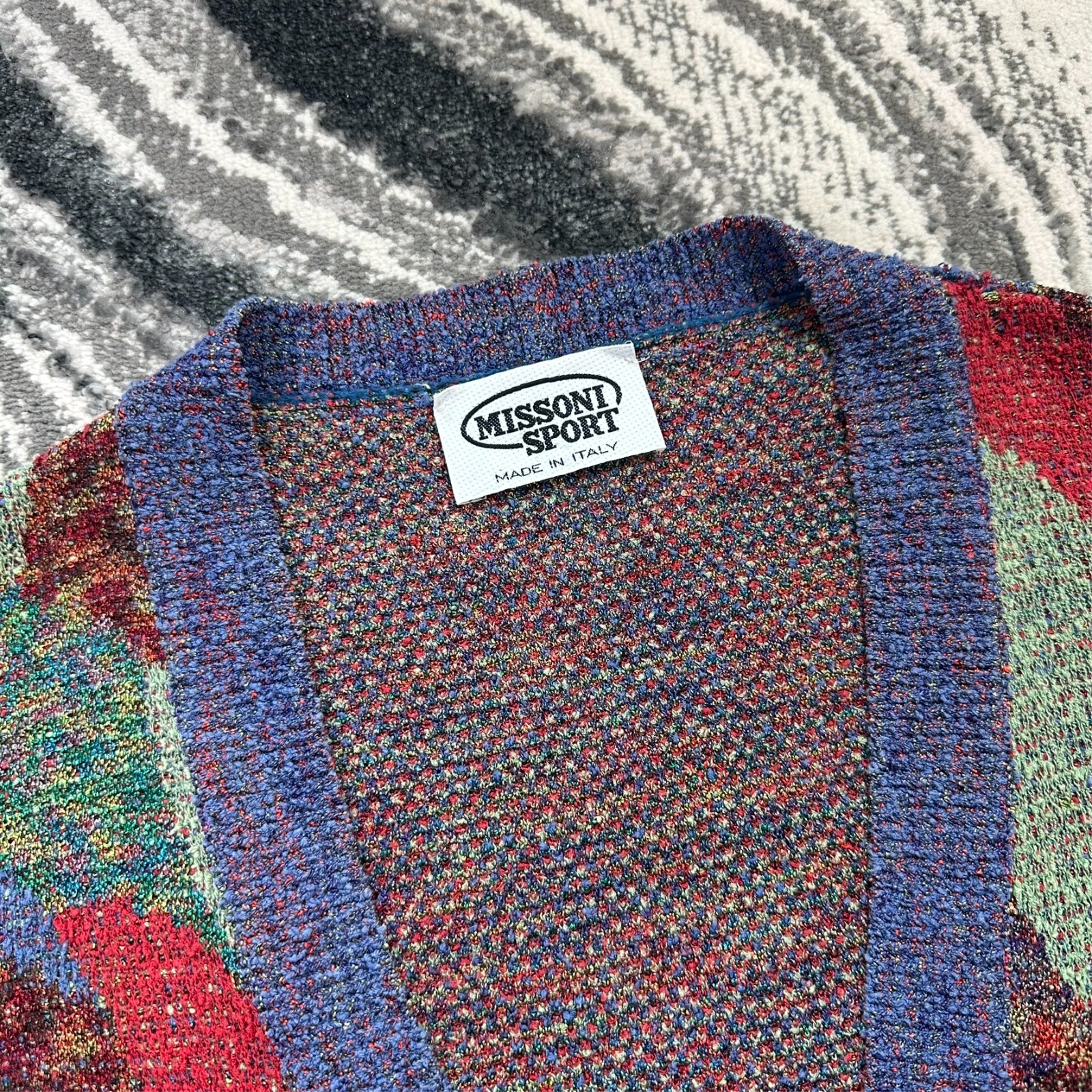 VTG Missoni Sport 90's Button Up Multi Coloured Oversized Small Knitted Cardigan image 2