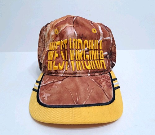 West Virginia Camo Vintage Brown Yellow Cap Hat Deer Hunting Fishing