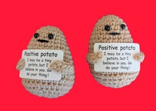 Mini Funny Knitted Wool Potato Toy with Positive Card Creative Cute