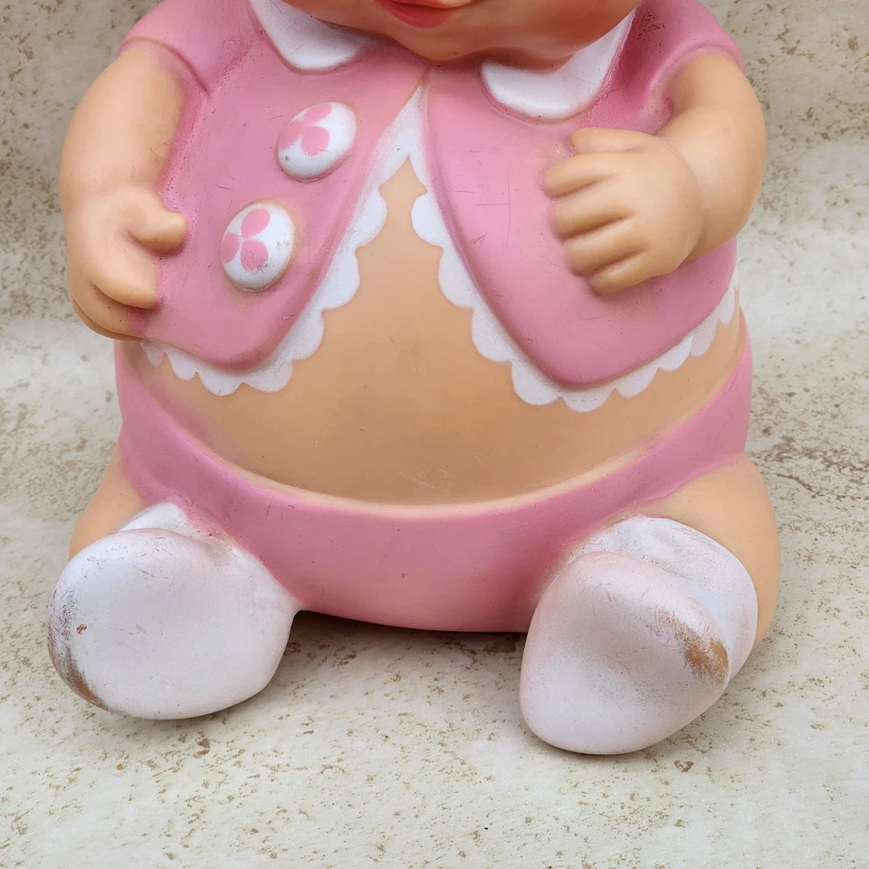 Muñeca Uneeda Plumpees Squeaker 1967 vintage rosa blanco conjunto 8" mirada lateral  Foto 3 de 4