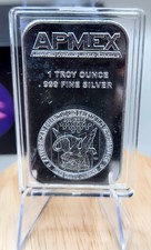1 Troy Ounce .999 Fine Silver APMEX Bar w/Protective Holder 40.75 per troy oz