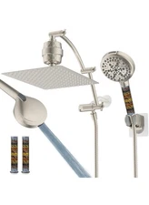 Hibbent 12'' All Metal High Pressure Rainfall Shower Head/Handheld Combo, Chrome