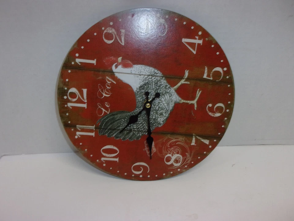 Enesco Analog Wall Clock Rooster Keeps Excellent Time 11 1/2" Diameter X 1 1/4 - Image 2 of 4