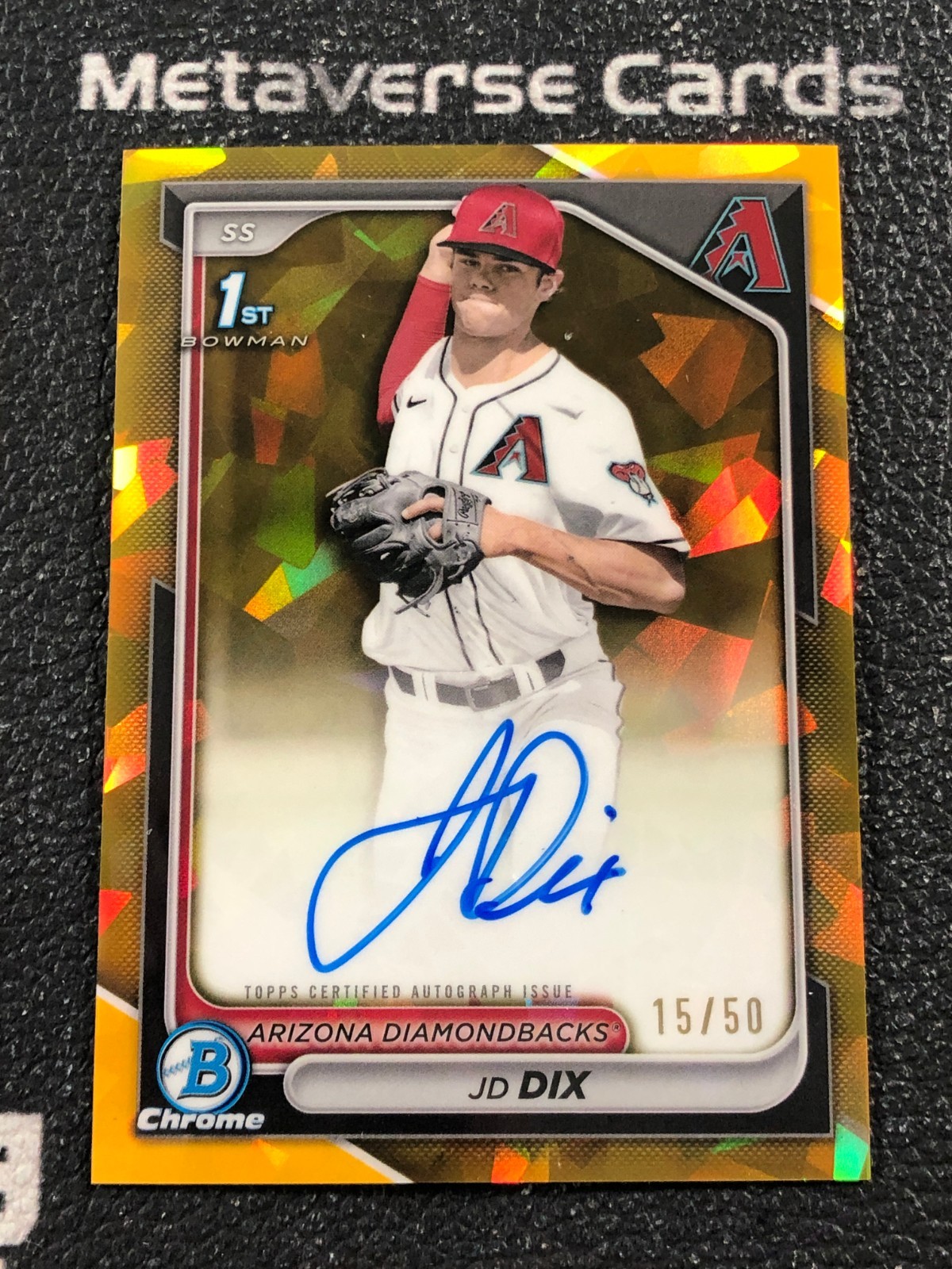 2024 Bowman Draft Chrome Sapphire JD Dix 1st Prospects Auto Gold 15/50