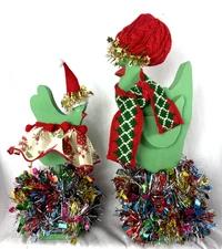 Christmas Wooden Kitsch Chickens Whimsical Figurines