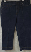 Chico's Platinum Womens Sz 0.5 US Small/6 Dark Wash Flap Pockets Capri Jeans