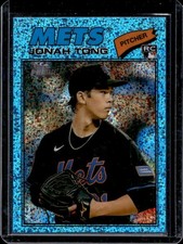 2026 Topps Heritage Jonah Tong Chrome RC Light Blue Sparkle Refractor #137 Mets