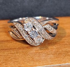 ladies DIAMOND CLUSTER S925 RING Size 7