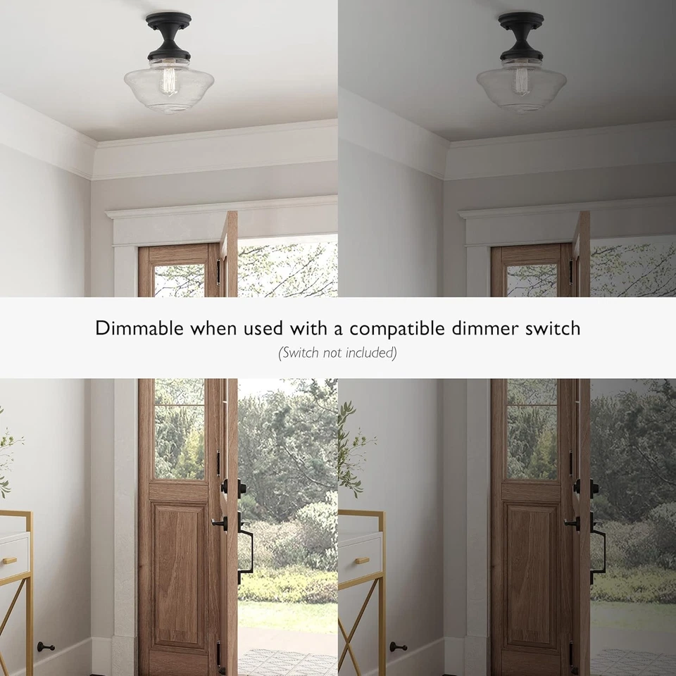 Design House 复古灵感校舍半冲洗 1 光,哑光黑色  — 第 4/4 张图片