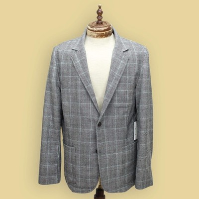 NWT Corridor New York Gray Glencheck Wool Flannel Lined Blazer XL Unstructured