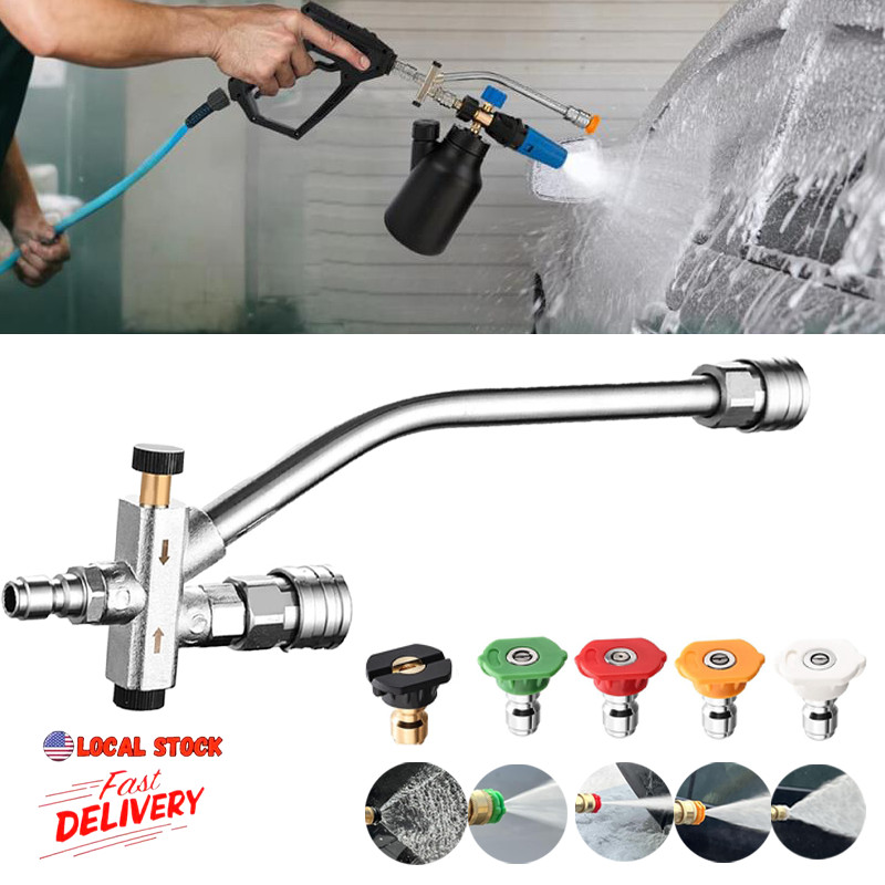 Dual Valve Foam Cannon Dual Spray Gun Stainless Steel Foam Lance with 5 Nozzles