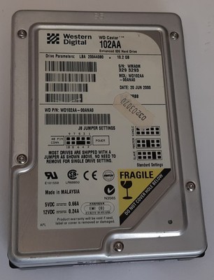 Western Digital Caviar 102AA IDE Festplatte (10.2GB, retro, 2000)