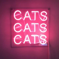 Cats Cats Cats Acrylic Neon Light Sign 14" Beer Pub Real Lamp