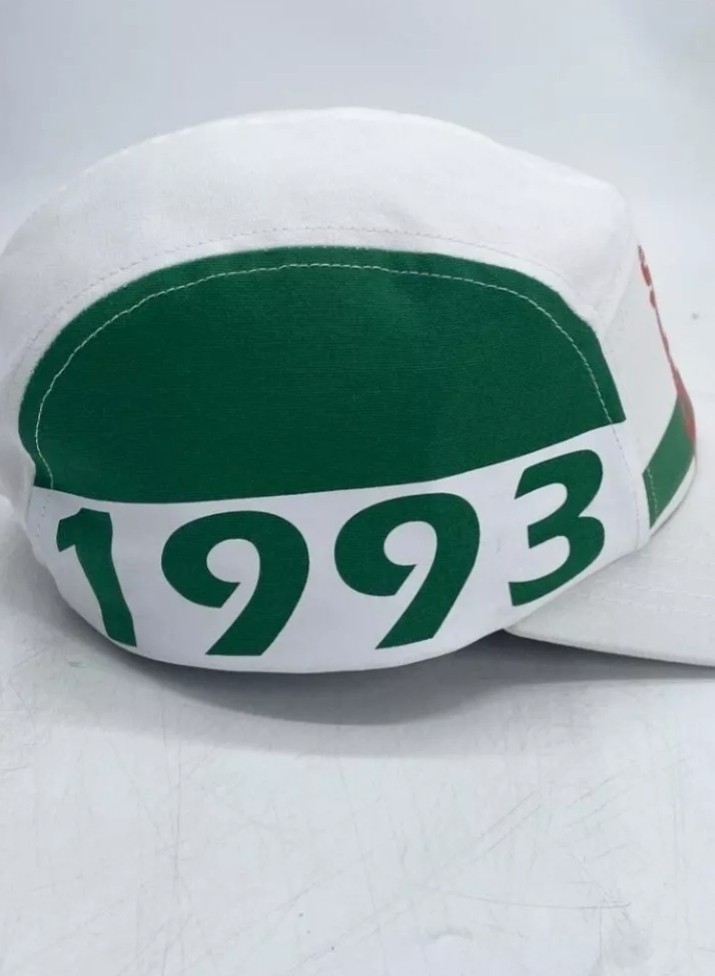 White USA Ashe Champion Long Bill Cap Adjustable Elastic Str