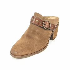 Sofft Women Shoes Tan Suede Corey Belted Clog Mules Size 9