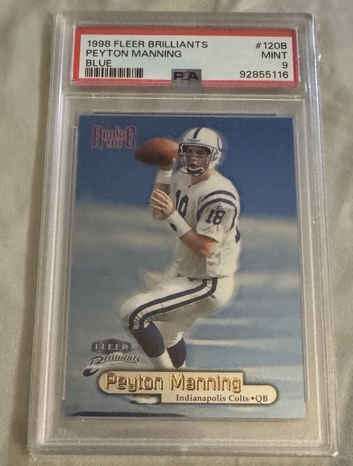 1998 FLEER BRILLIANTS BLUE Peyton Manning RC Rookie #120B Colts PSA 9 MINT