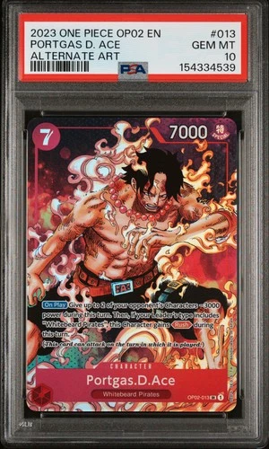 2023 ONE PIECE OP02-PARAMOUNT WAR ALTERNATE ART #013 PORTGAS D. ACE PSA 10