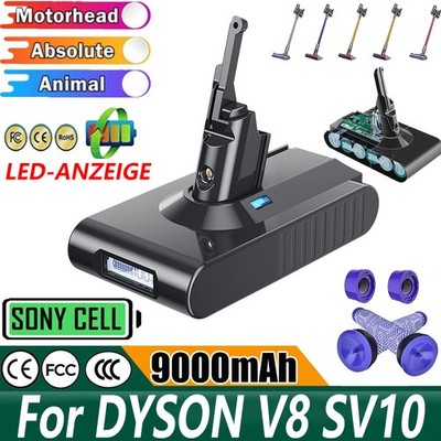 9000mAh Akku Für Dyson V8 SV10 Fluffy Animal Absolute V8 Staubsauger LED/ Filter