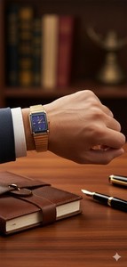 Authentic Mema 22K Electro Gold Plated Watch – Model No. 2047M, Japan Quartz