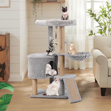 Small Cat Tree, 37" Cat Tower for Indoor Kittens with Scratching Board and Posts