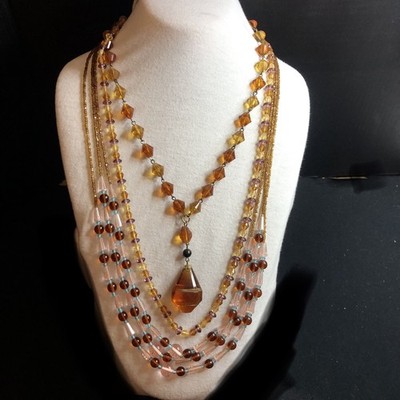 Lot Of 3 Necklaces..Amber In Tone..Different Lengths That All Work Together
