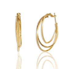 Sparkly Gold Large Hoop Earrings for Women   Simple Hippie Dynamic Big Hinged Pl