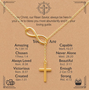 Authentic Mobius Cross Necklace for Women,14K Gold Plated Christian | Metal Material,