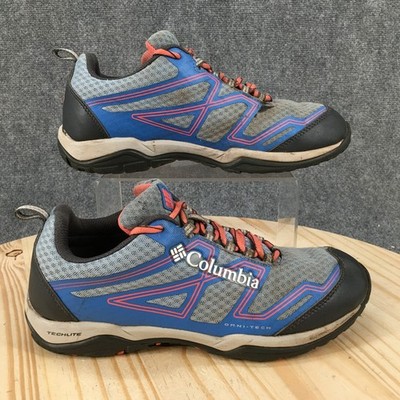 Columbia Shoes Womens 9.5 Pine Bluff Omni Tech Lace Up Sneakers Blue Orange
