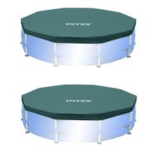 Intex 10ft Round Easy Set Outdoor Backyard Pokrowiec na basen, niebieski (2-pak)