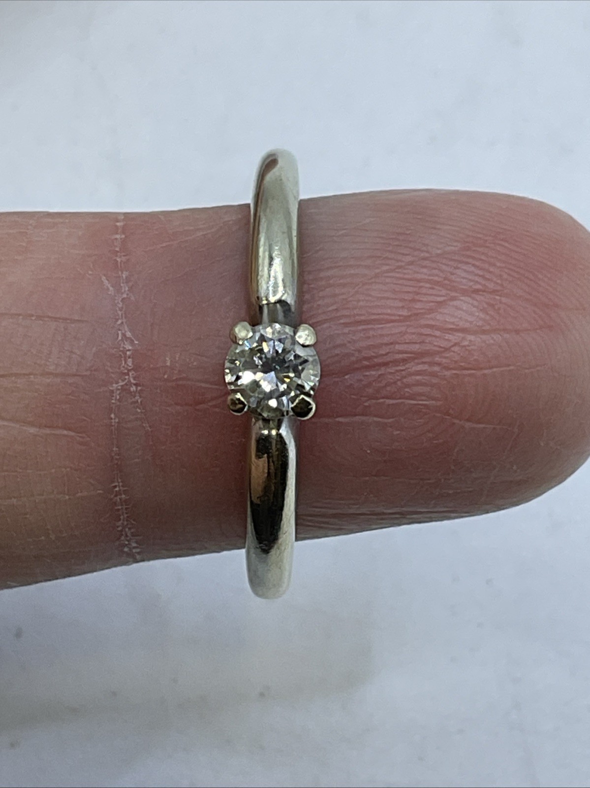 Engagement Ring Solid 18K Two Tone Gold Solitaire… - image 3