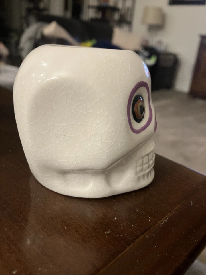 Halloween Vintage 2005 Ceramic Skull Votive Or Tea Light Candle Holder - Image 2 of 4