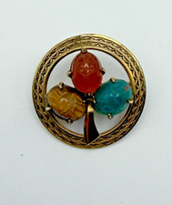 WRE gold filled scarab Brooch Egyptian Revival 