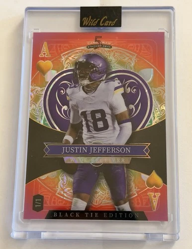 2026 Wild Card 5 Card Draw Stacked Deck Black Tie Justin Jefferson 1/1 Rainbow