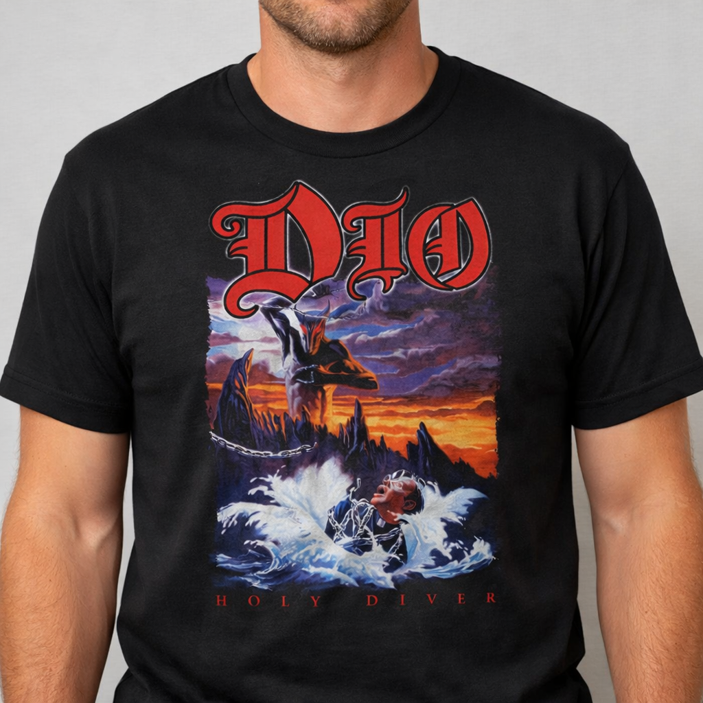 DIO “Holy Diver” T-Shirt | Men’s Rock & Roll Music Classic Band Tee |Size S- 4XL