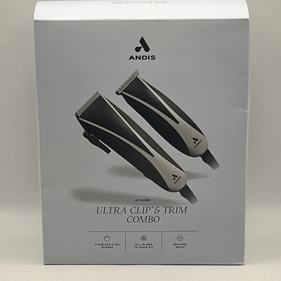 Andis PM-10 Ultra Clip & Trim Combo 15-Piece Kit, Stainless Steel, Whisper Quiet