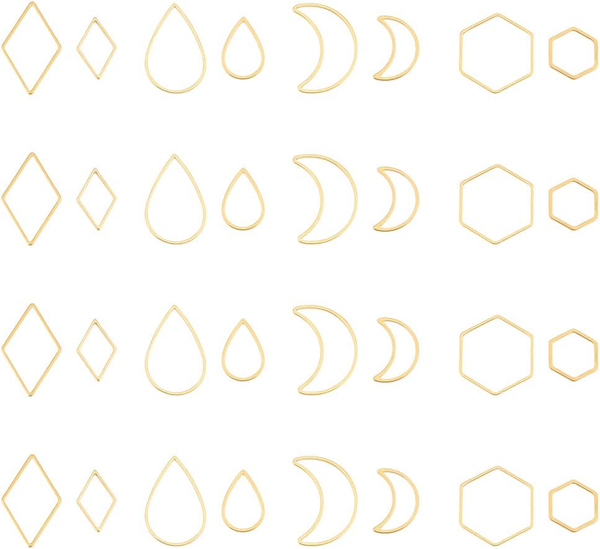 Unicraftale 32 StüCk 8 Stil 304 Edelstahl Verbindungsringe Rhombus Teardrop Sech-image