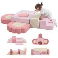 MOOZHEALTH 13 Pieces Foam Climbing Blocks for Toddlers|Floral Baby Soft Play ...