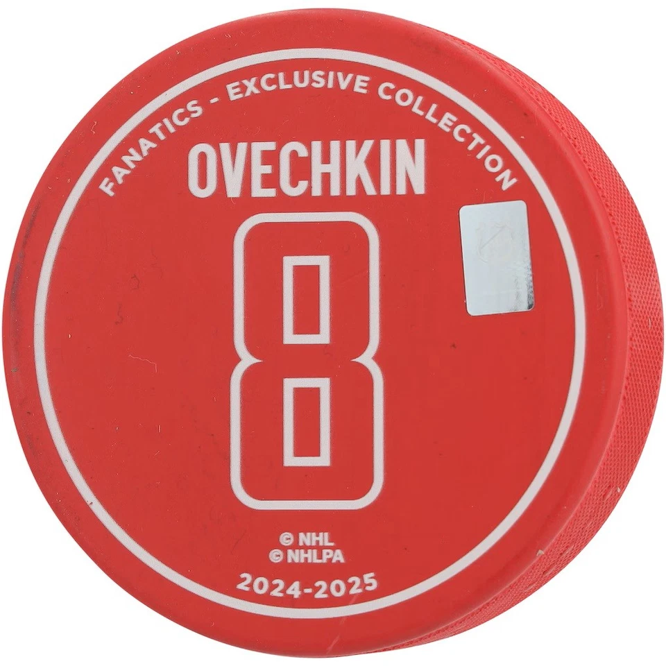 Alexander Ovechkin Firmado Washington Capitals Portería Roja 895 Logo Puck Fanáticos Foto 2 de 2