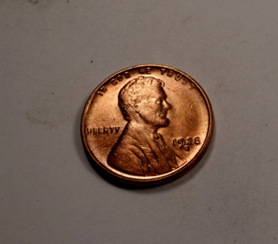 1928-S Lincoln Wheat Cent Penny * Uncirculated Red * weak strike ...