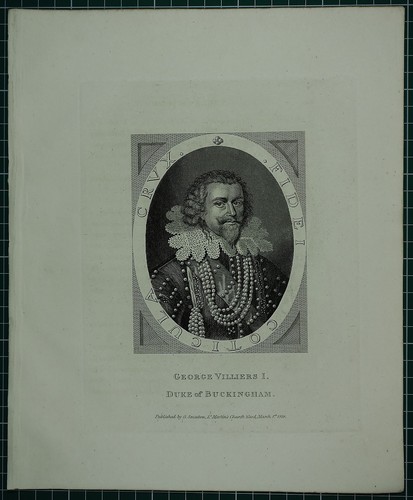 1819 DATED ANTIQUE PRINT ~ GEORGE VILLIERS I DUKE OF BUCKINGHAM