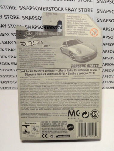 2010 HOT WHEELS PREMIERE GRAU PORSCHE 911 GT2, HW #15 INTERNATIONALE KARTE, SELTEN - Bild 6 von 9