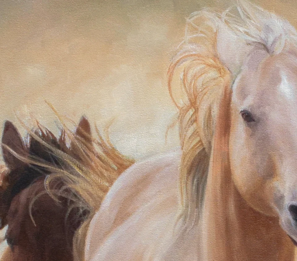 Hermosa pintura de caballo - Impresión artística en lienzo de caballos corriendo - Edición limitada Foto 4 de 4