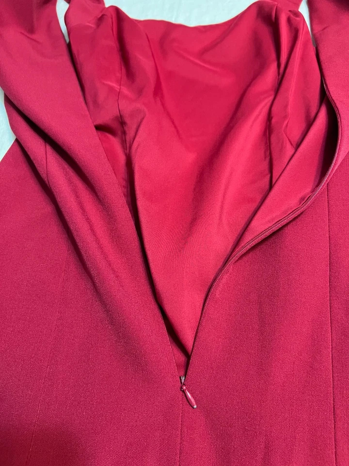 Vestido justo Albert Nipon rosa vermelho tamanho 4 sem mangas ajustado coquetel carreira - Imagem 4 de 4