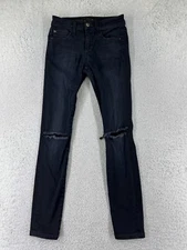 Joes Pants Womens 25 Black Jeans Denim Skinny Ankle Dark Wash Cotton Distressed
